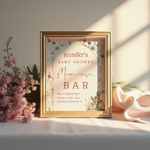 Boho Floral Bunny Beige Mom-osa Bar Sign
