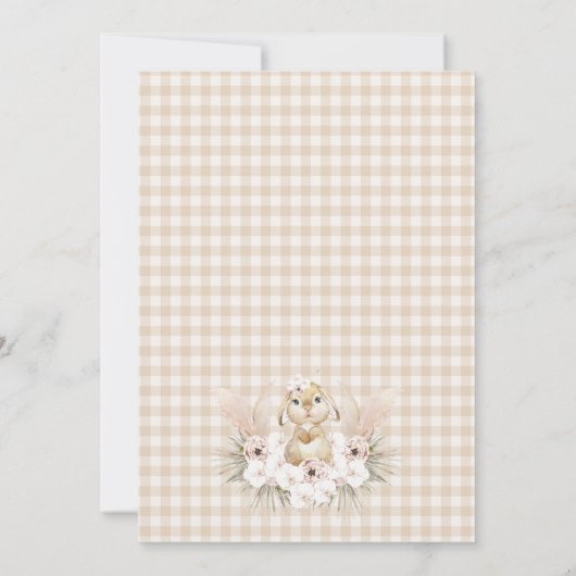 Boho Floral Bunny Rabbit Baby shower Invitation Kaart (Achterkant)