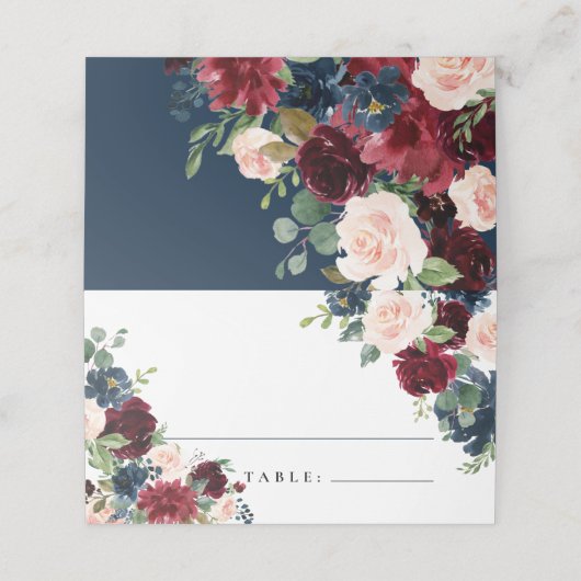 Boho Floral Burgundy Blush Place Cards Plaatskaartje (Buitenkant ongevouwen)