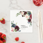 Boho Floral Burgundy Blush Wedding Napkins Servet (Insitu)