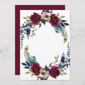 Boho Floral Burgundy Merlot Navy Blue BLANK Kaart (Voorkant / Achterkant)