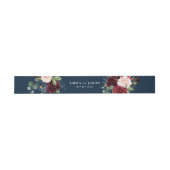 Boho Floral Burgundy Navy Belly Band Uitnodigingen Wikkel (Vlak)