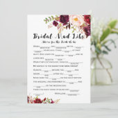 Boho Floral Burgundy Vrijgezellenfeest Game 5x7 Kaart (Staand voorkant)