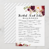 Boho Floral Burgundy Vrijgezellenfeest Game 5x7 Kaart (Voorkant / Achterkant)