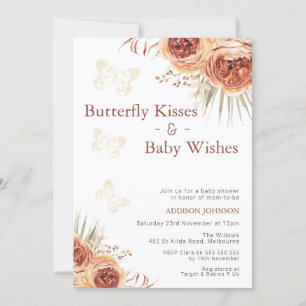 Boho Floral Burnt Oranje Butterfly Baby shower Kaart