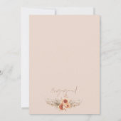 Boho Floral Burnt Oranje Pampas Grass Verloving Kaart (Achterkant)