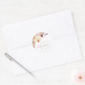 Boho Floral Burnt Sinaasappel Baby shower Ronde Sticker (Envelop)