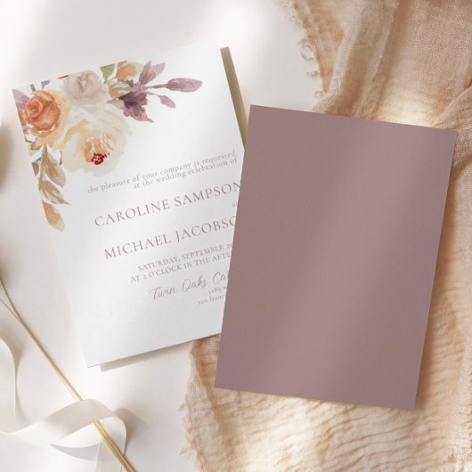 Boho Floral Burnt Sinaasappel herfst bruiloft uitn Kaart