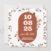 Boho Floral Burnt Sinaasappel Save the Date Kaart (Voorkant)