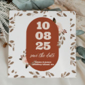 Boho Floral Burnt Sinaasappel Save the Date Kaart