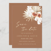 Boho Floral Burnt Sinaasappel Save the Date Kaart (Voorkant / Achterkant)