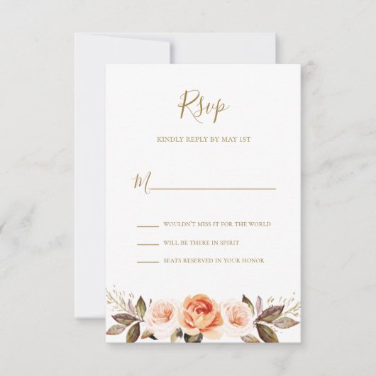 Boho Floral Burnt Sinaasappel Wedding RSVP-kaart Kaart (Voorkant)