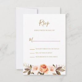 Boho Floral Burnt Sinaasappel Wedding RSVP-kaart Kaart