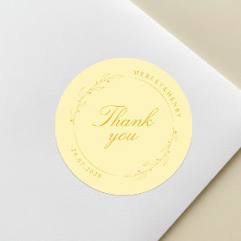 Boho Floral Butter Yellow Wedding Thank You Ronde Sticker