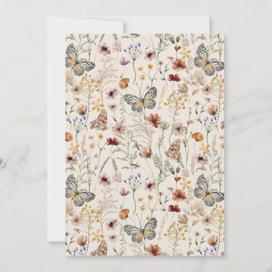 Boho Floral Butterfly Baby shower Kaart (Achterkant)
