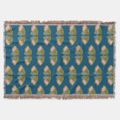 Boho Floral Butterfly Illustratie Patter Blue Deken (Voorkant)