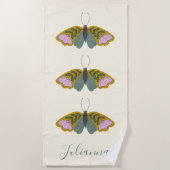 Boho Floral Butterfly Illustration Personalized Strandlaken (Voorkant)