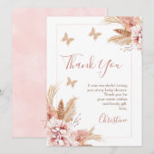 Boho Floral Butterfly Kisses Baby shower Hartelijk Kaart (Voorkant / Achterkant)