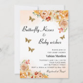 Boho Floral Butterfly Kisses meisje Baby shower Kaart (Voorkant)