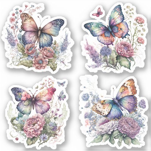 Boho floral Butterfly Sticker Bohemian Ästhetik (Voorkant)
