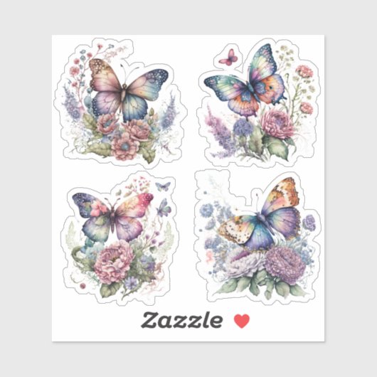 Boho floral Butterfly Sticker Bohemian Ästhetik (Vel)