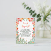 Boho Floral Cactus Baby Shower Book Request Informatiekaartje (Staand voorkant)
