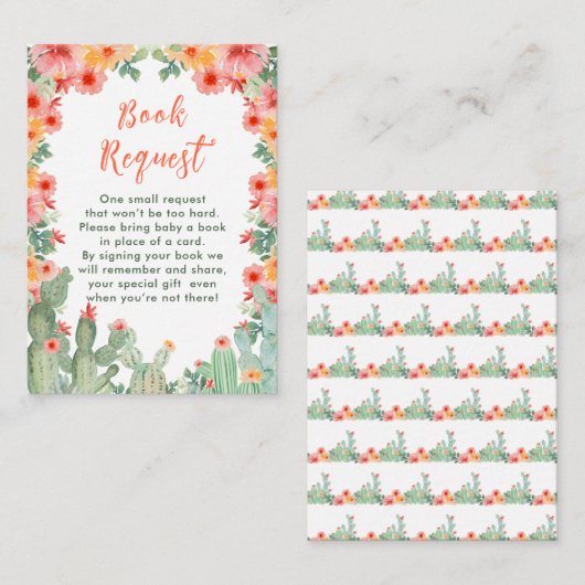 Boho Floral Cactus Baby Shower Book Request Informatiekaartje (Voorkant / Achterkant)