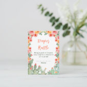 Boho Floral Cactus Baby Shower Diaper Raffle Informatiekaartje (Staand voorkant)
