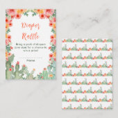 Boho Floral Cactus Baby Shower Diaper Raffle Informatiekaartje (Voorkant / Achterkant)