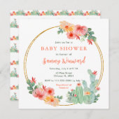 Boho Floral Cactus Baby Shower Kaart (Voorkant / Achterkant)