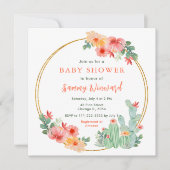 Boho Floral Cactus Baby Shower Kaart (Voorkant)