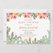 Boho Floral Cactus Baby Shower Kaart (Voorkant)