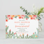 Boho Floral Cactus Baby Shower Kaart (Staand voorkant)