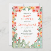 Boho Floral Cactus Baby Shower Kaart (Voorkant)