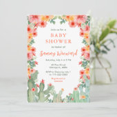 Boho Floral Cactus Baby Shower Kaart (Staand voorkant)