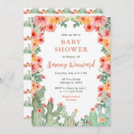 Boho Floral Cactus Baby Shower Kaart