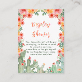 Boho Floral Cactus Display Baby Shower Informatiekaartje