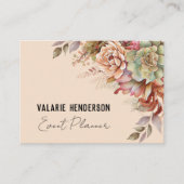 Boho Floral Cactus Feminine Script Visitekaartje (Voorkant)