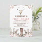 Boho Floral Cactus First Rodeo 1e verjaardag Kaart (Staand voorkant)