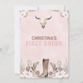 Boho Floral Cactus First Rodeo 1e verjaardag Kaart (Achterkant)