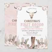 Boho Floral Cactus First Rodeo 1e verjaardag Kaart (Voorkant / Achterkant)