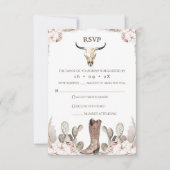 Boho Floral Cactus Rodeo 21e verjaardag RSVP-kaart RSVP Kaartje (Voorkant)