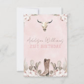 Boho Floral Cactus Rodeo 21e verjaardag RSVP-kaart RSVP Kaartje (Achterkant)