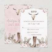 Boho Floral Cactus Rodeo 21e verjaardag RSVP-kaart RSVP Kaartje (Voorkant / Achterkant)