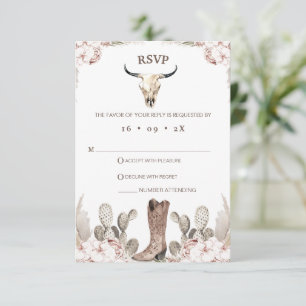 Boho Floral Cactus Rodeo 21e verjaardag RSVP-kaart RSVP Kaartje