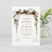 Boho Floral Canopy Elegant Modern QR Code Wedding Kaart (Staand voorkant)