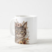 Boho Floral Cat Face Mok – Stijlvol en grillig (Voorkant links)