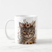 Boho Floral Cat Face Mok – Stijlvol en grillig (Links)