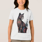 Boho Floral Cat T-Shirt – Artistic Botanical (Voorkant)