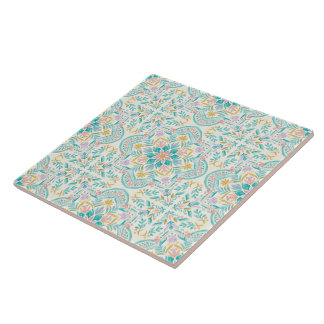 Boho Floral Ceramic Tile Tegeltje